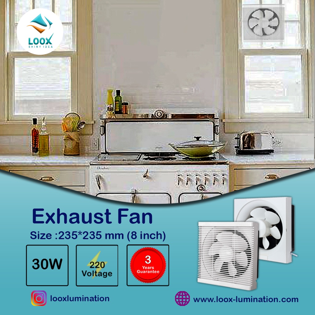 Exhaust Fan 30W Square 8"  Loox