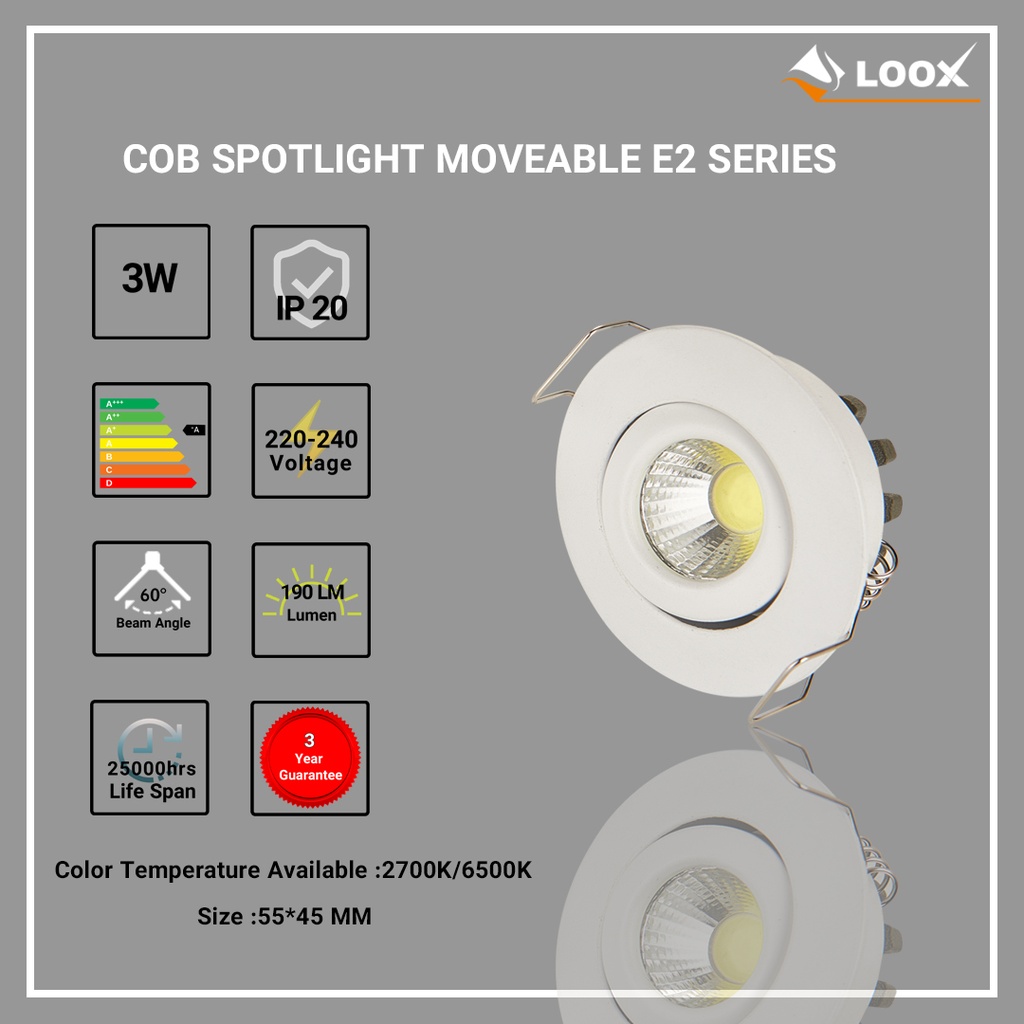 Cob Round Spotlight Movable 3W E2 Loox