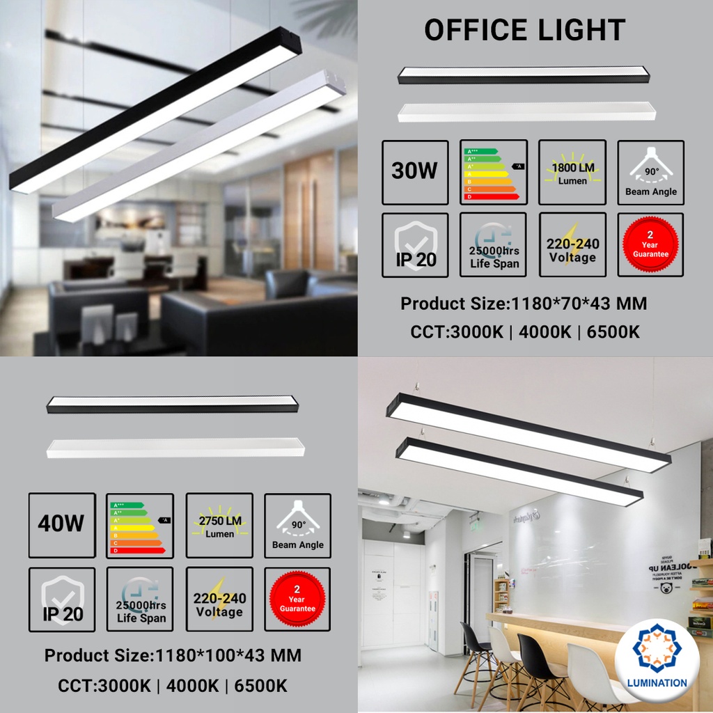 Linear Light Office Pendant 30W Lumination