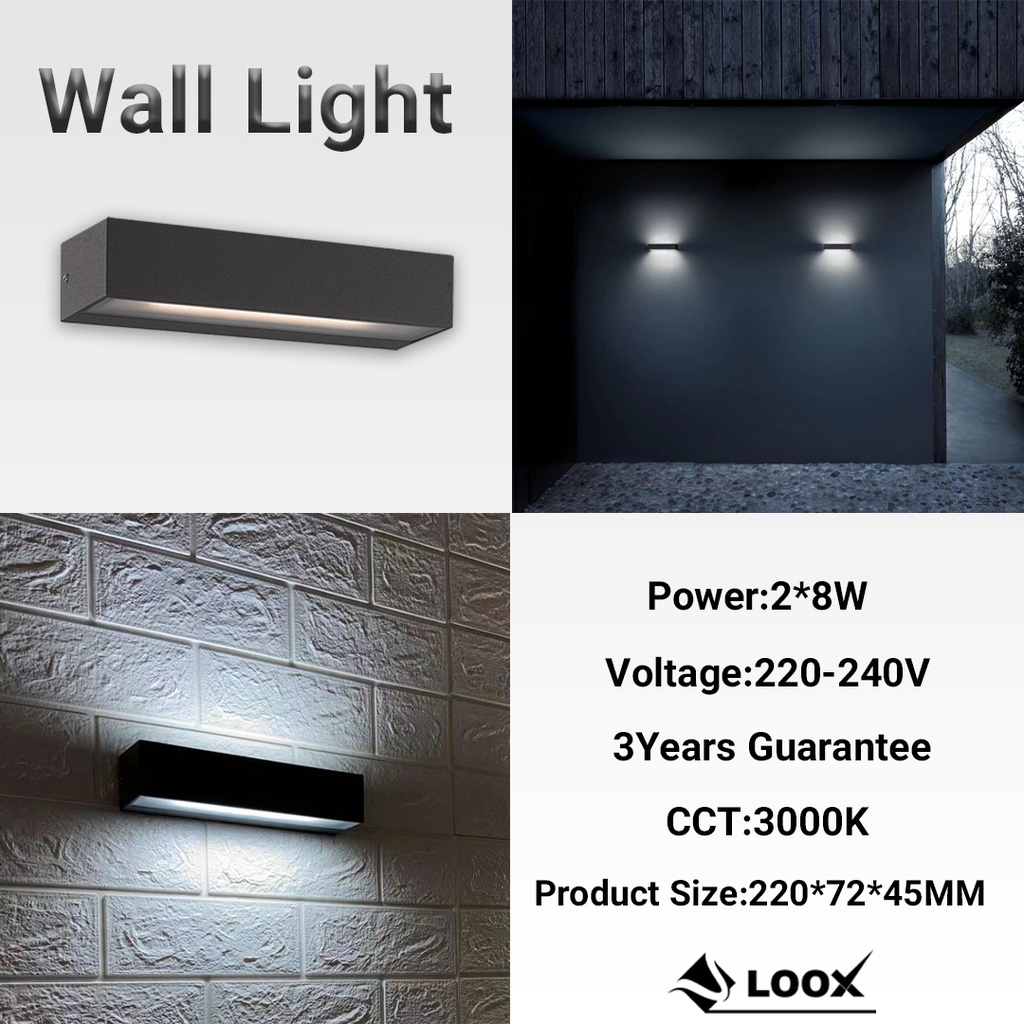 Wall Light AL+Glass 2*8W 220*72*45 Loox