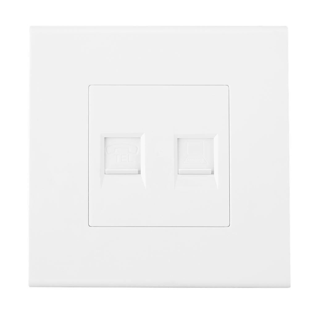 PC & Telephone Socket Double Port Piano Loox