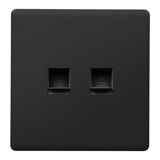 PC & Telephone Socket Double Port Glass Series Loox
