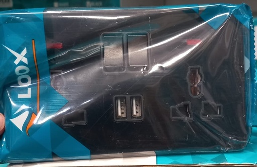 DP Double Universal Socket With Switch & USB Glass series  Loox