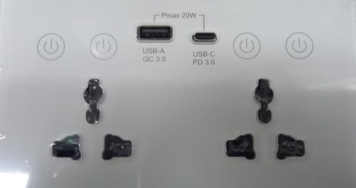 Wifi Double Universal Socket With Touch Switch & USB A & USB C Loox (Fast Charge)With EM Function