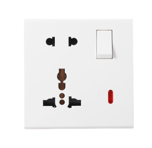 Single Universal Socket With Switch & 2 Pins Piano Loox