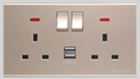 DP Double British Socket With Switch & USB Loox