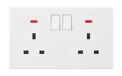 DP Double British Socket With Switch Piano Loox
