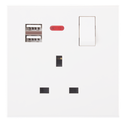 Single British Socket With Switch & USB Piano Loox