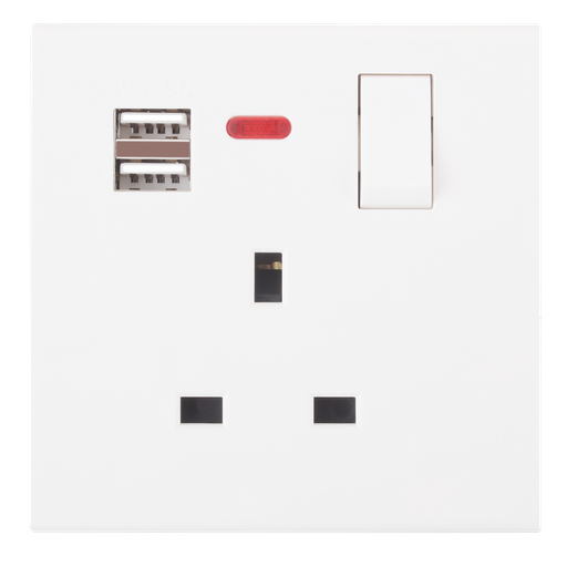 Single British Socket With Switch & USB Piano Loox