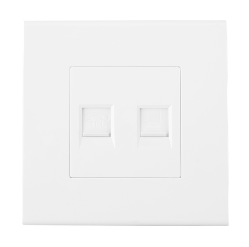 PC & Telephone Socket Double Port Piano Loox